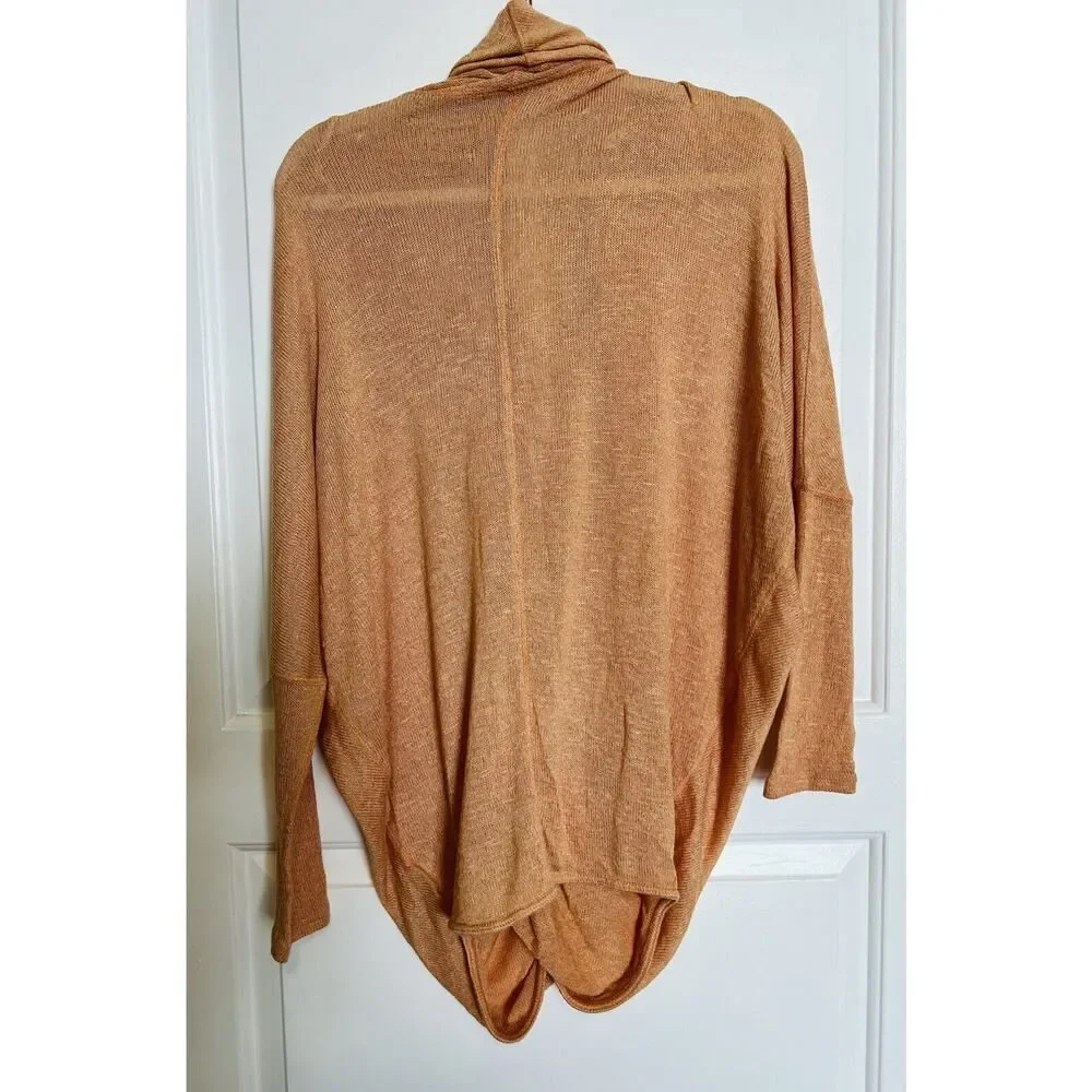 $68 FREE PEOPLE We the Free Sheila Draped Faux-Wrap Pullover Sweater Knit Top L